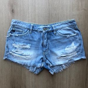 KanCan Deconstructed Denim Shorts